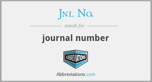 Jnl No. - journal number